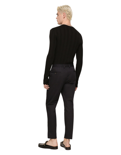 SILK AND COTTON GRANDDAD-NECK SWEATER WITH DG PATCH