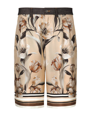 LONG SHORT WITH SILK FRONT AND DENIM BACK