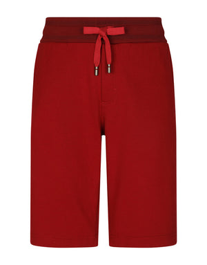 JERSEY BERMUDA JOGGING SHORTS WITH SMALL LOGOED PLAQUE
