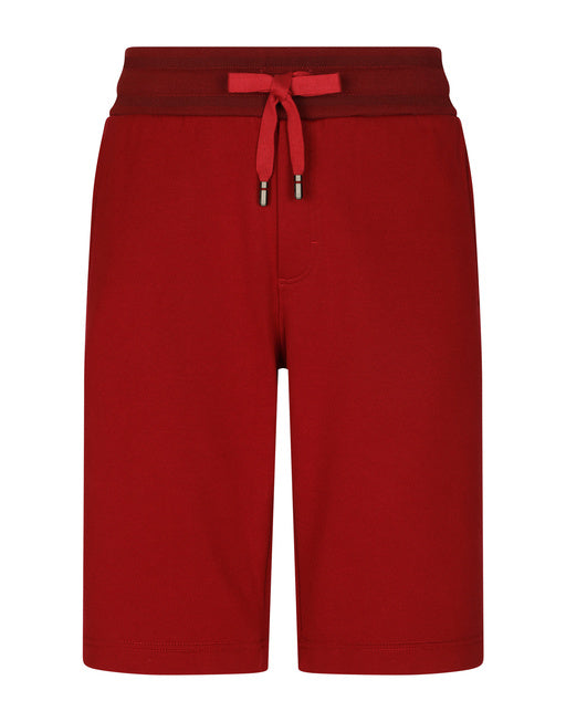 JERSEY BERMUDA JOGGING SHORTS WITH SMALL LOGOED PLAQUE