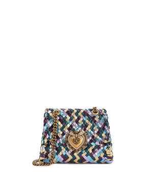 SMALL DEVOTION SHOULDER BAG IN WOVEN LAMINATED NAPPA LEATHER