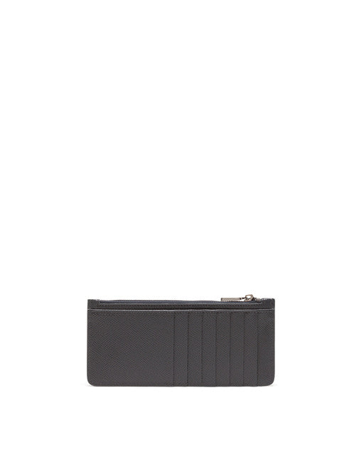 VERTICAL DAUPHINE CALFSKIN CARD HOLDER WITH BRANDED PLATE