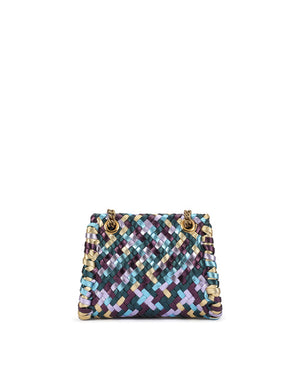 SMALL DEVOTION SHOULDER BAG IN WOVEN LAMINATED NAPPA LEATHER