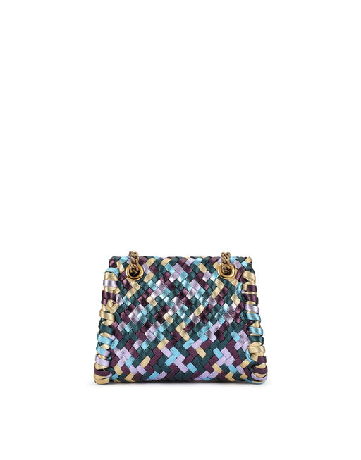 SMALL DEVOTION SHOULDER BAG IN WOVEN LAMINATED NAPPA LEATHER