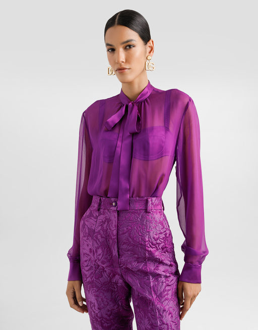 SILK CHIFFON SHIRT WITH PUSSY-BOW