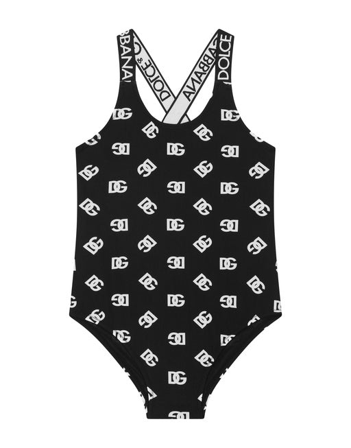 ONE-PIECE SWIMSUIT WITH DG LOGO PRINT