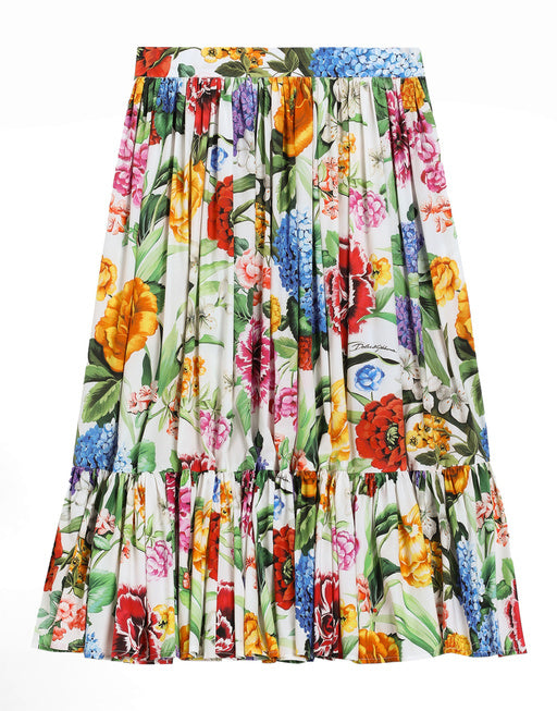 FLORAL-PRINT POPLIN SKIRT