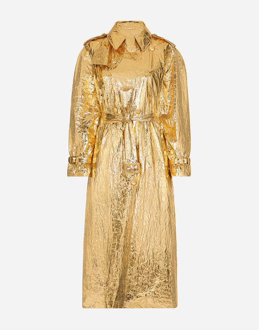 FOILED FABRIC TRENCH COAT