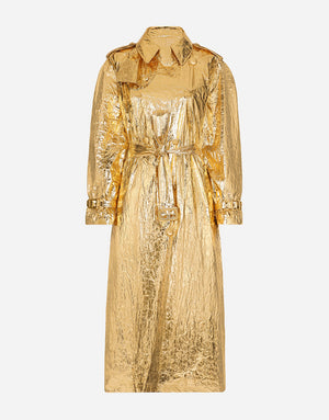 FOILED FABRIC TRENCH COAT