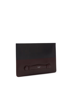 FLAT CLUTCH MONREALE IN BICOLOUR CALF LEATHER WITH HEAT-PRESSED LOGO