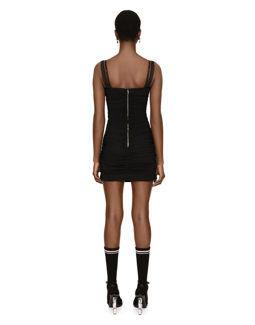 DRAPED SPANDEX JERSEY MINI DRESS DGVIB3