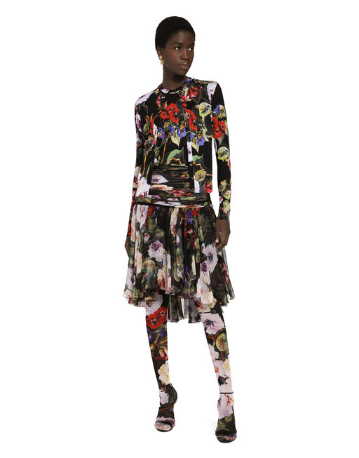 SILK TANK TOP WITH ROSE GARDEN PRINT