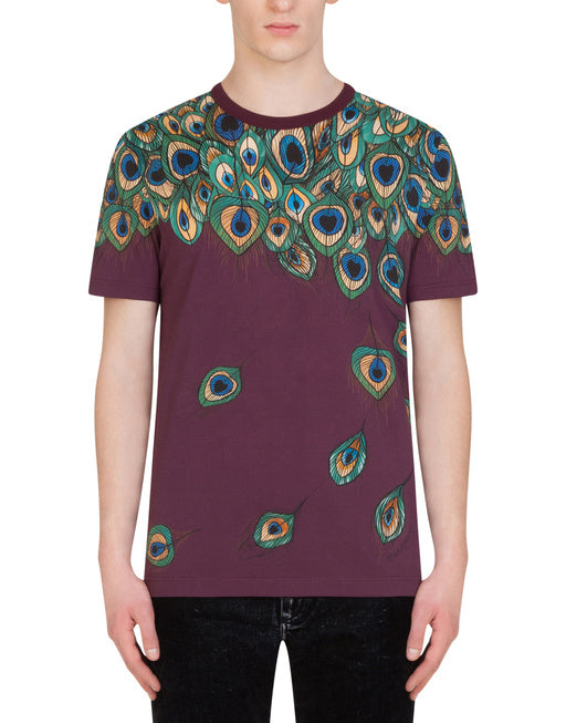 COTTON T-SHIRT WITH FEATHER PRINT