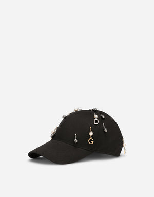 BASEBALL CAP WITH PEARLS AND DG PENDANTS