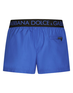 SHORT SWIM TRUNKS WITH BRANDED STRETCH WAISTBAND