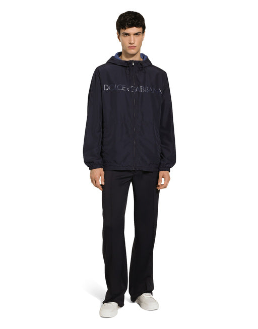 REVERSIBLE JACKET WITH HOOD AND LOGO