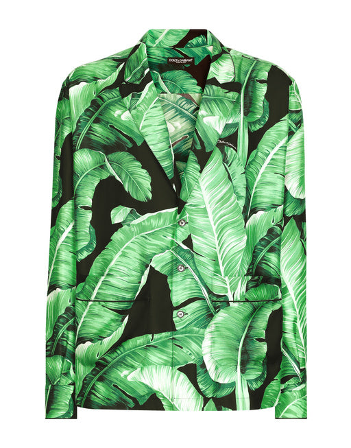 BANANA-TREE-PRINT SILK SHIRT