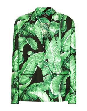 BANANA-TREE-PRINT SILK SHIRT