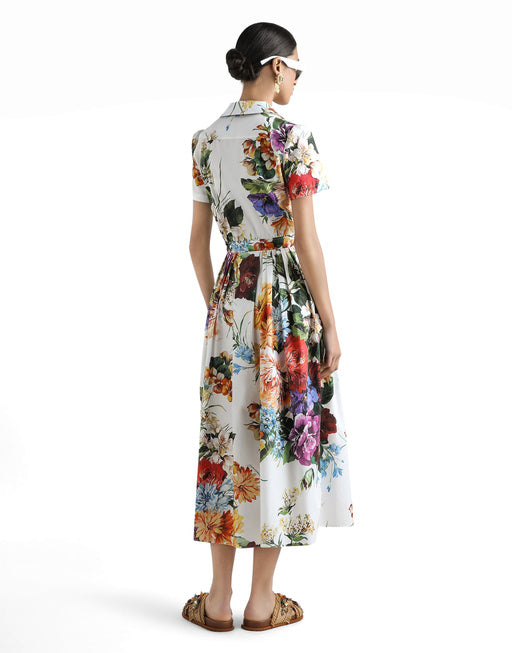 FLOWER BOUQUET-PRINT POPLIN DRESS