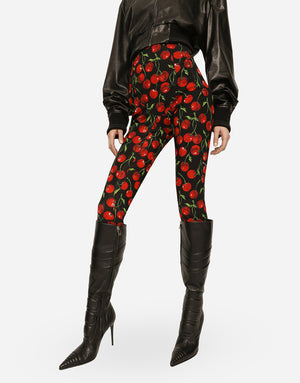 CHERRY-PRINT MARQUISETTE SHAPER PANTS