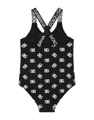 ONE-PIECE SWIMSUIT WITH DG LOGO PRINT