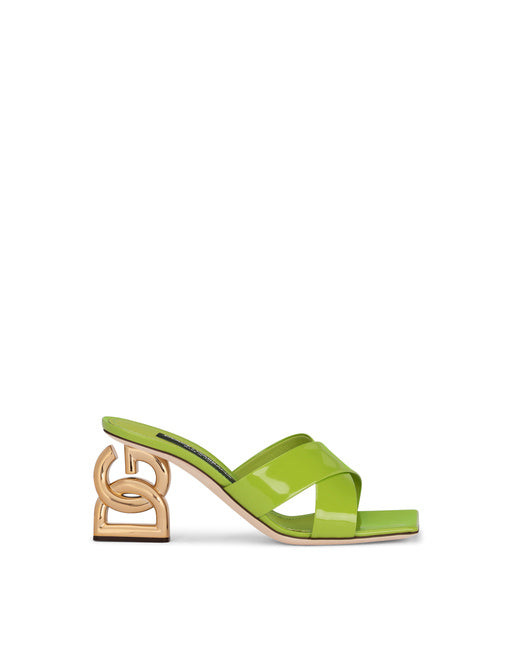 POLISHED CALFSKIN MULES WITH 3.5 HEEL