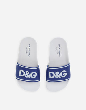 RUBBER AND CALFSKIN SLIDERS WITH LOGO PRINT