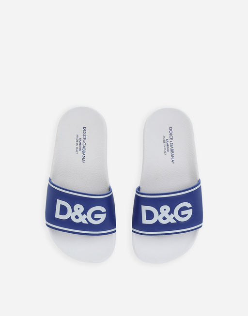 RUBBER AND CALFSKIN SLIDERS WITH LOGO PRINT