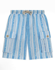CANVAS CARGO SHORTS WITH STRIPED PRINT