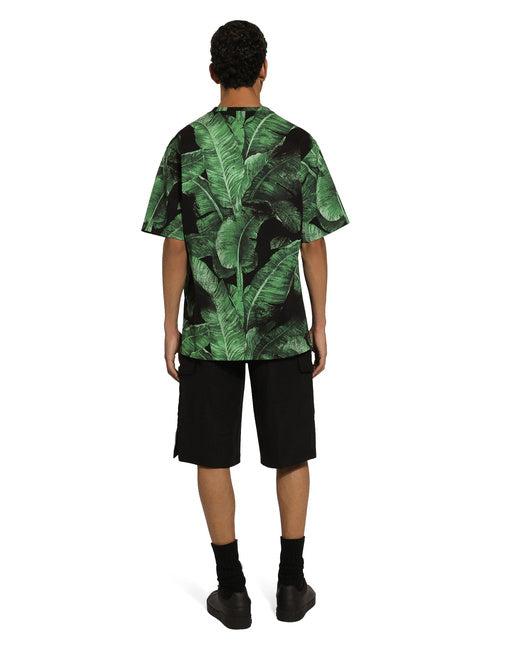 SHORT-SLEEVED BANANA-TREE-PRINT T-SHIRT