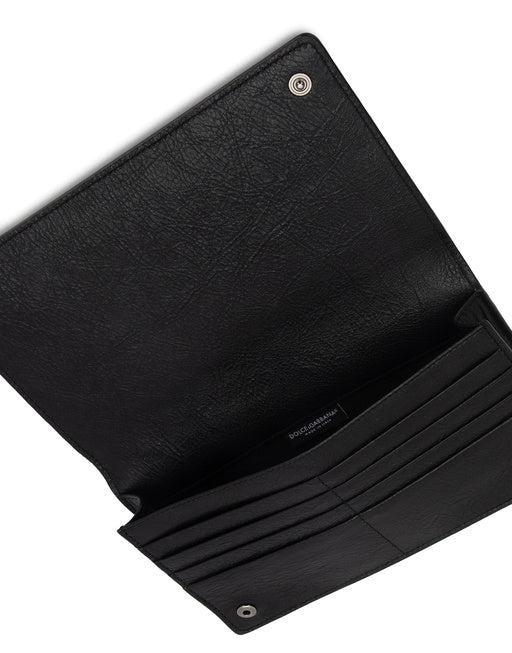 MATTE NAPPA LEATHER WALLET WITH STRAP AND CROSSOVER DG LOGO