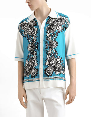 SILK AND COTTON SHIRT WITH BANDANNA PRINT