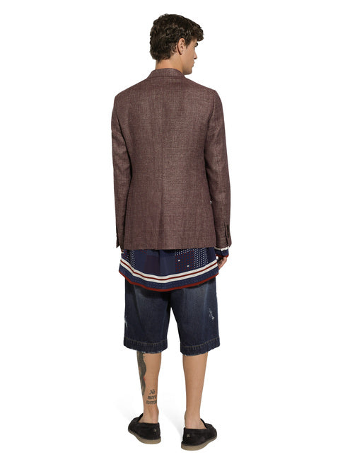 DOUBLE-BREASTED LINEN-BLEND TAORMINA-FIT JACKET