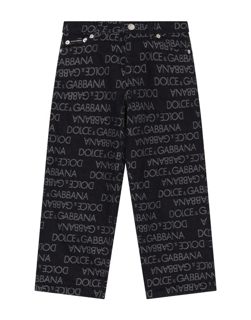 5-POCKET DENIM JEANS WITH THE JACQUARD LOGO AND THE LOGO TAG