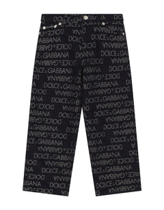 5-POCKET DENIM JEANS WITH THE JACQUARD LOGO AND THE LOGO TAG