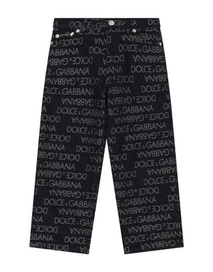 5-POCKET DENIM JEANS WITH THE JACQUARD LOGO AND THE LOGO TAG