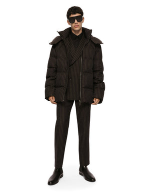 QUILTED PINSTRIPE WOOL JACKET