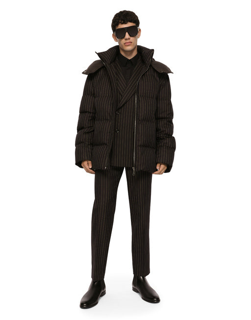 QUILTED PINSTRIPE WOOL JACKET