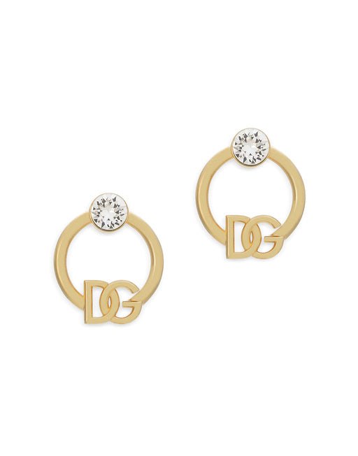 HOOP EARRINGS WITH DG LOGO AND RHINESTONES