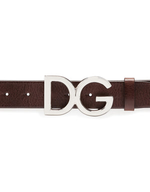 TUMBLED LEATHER BELT WITH DG LOGO