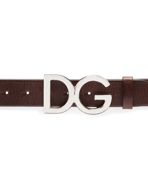 TUMBLED LEATHER BELT WITH DG LOGO