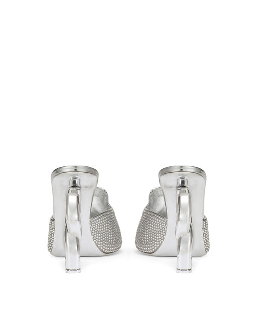 MULES WITH FUSIBLE RHINESTONE DETAILING AND 3.5 HEEL