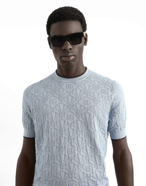 SILK CREWNECK PULLOVER WITH LOGO