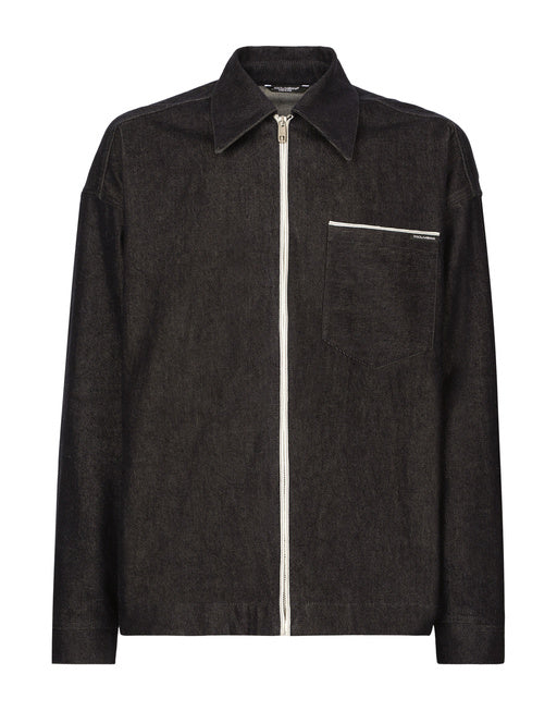 SELVEDGE DENIM BLOUSE WITH ZIPPER