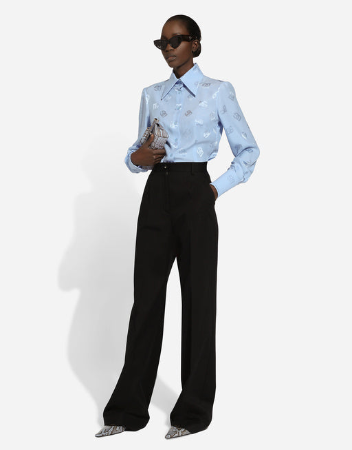 SILK JACQUARD SHIRT WITH ALL-OVER DG LOGO