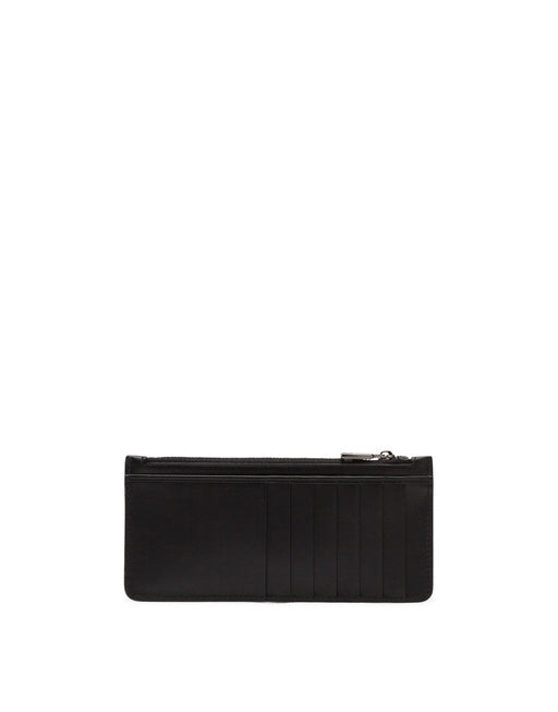 VERTICAL CALFSKIN CARD HOLDER WITH PRINTED LOGO