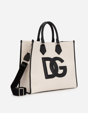 CANVAS SHOPPER WITH CALFSKIN NAPPA DETAILS