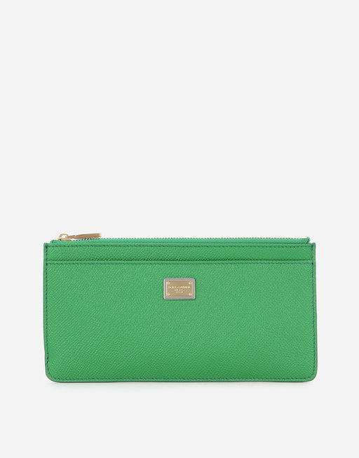 LARGE DAUPHINE CALFSKIN CARD HOLDER WITH PLATE