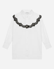 POPLIN MAXI-SHIRT WITH LACE INSERT
