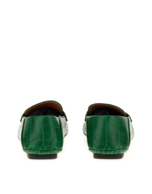 CROCODILE-PRINT CALFSKIN DRIVER SHOES